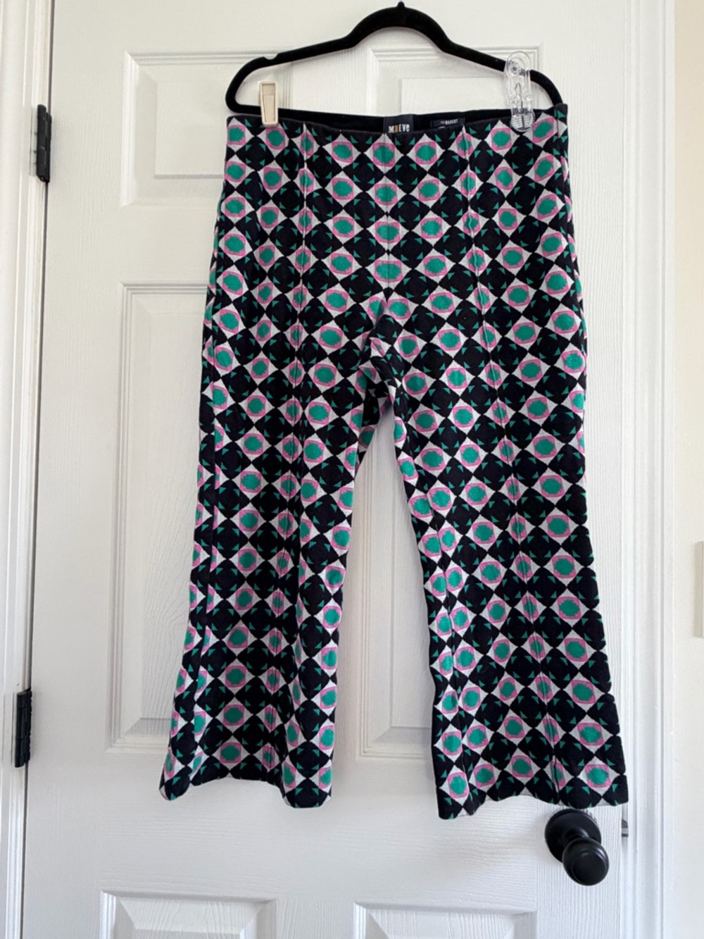 Maeve Geometric Ankle Pants - Black, Pink & Teal